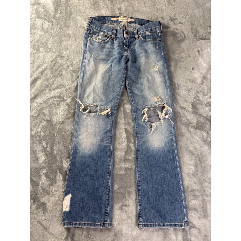 Abercrombie & Fitch Distressed Bootcut Jeans Womens 2 Low Rise Blue